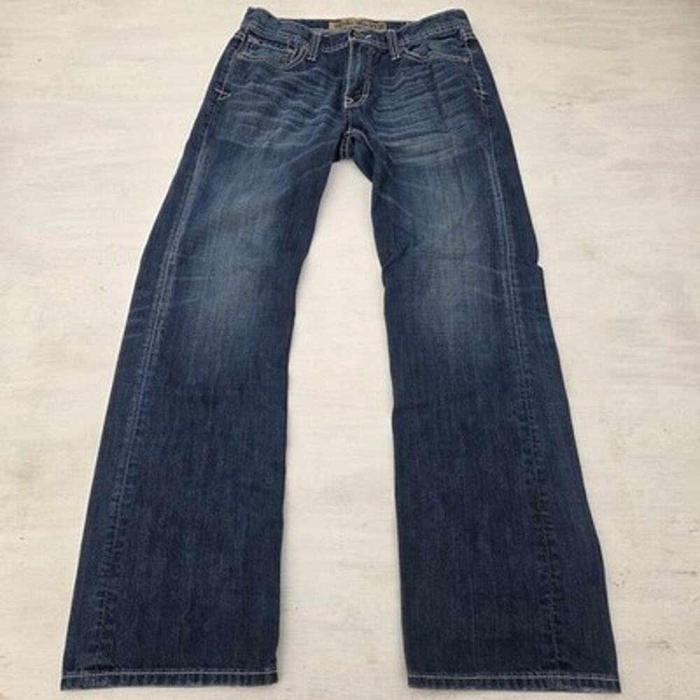 BKE Brayden Mens Boot Leg Medium Wash Distressed Jeans 32x31 Blue Denim